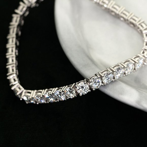 3mm Round Cut Luxurious Moissanite Tennis Bracelet With 925 Sterling Silver - Picture 5 of 5